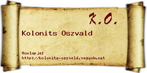Kolonits Oszvald névjegykártya